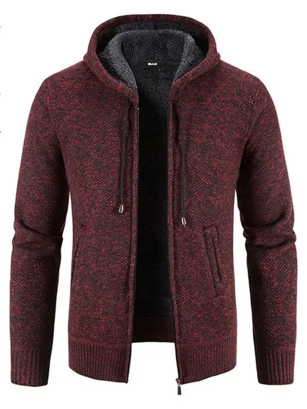 jackets - Cozy Casual Knitted Hooded Zipper Jacket for Men - Perfect f - jackets | MENLL